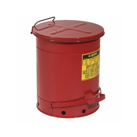 Justrite Steel Self-Closing Oily Waste Can ext. dia. 16.17" x 20.25" H CAN140